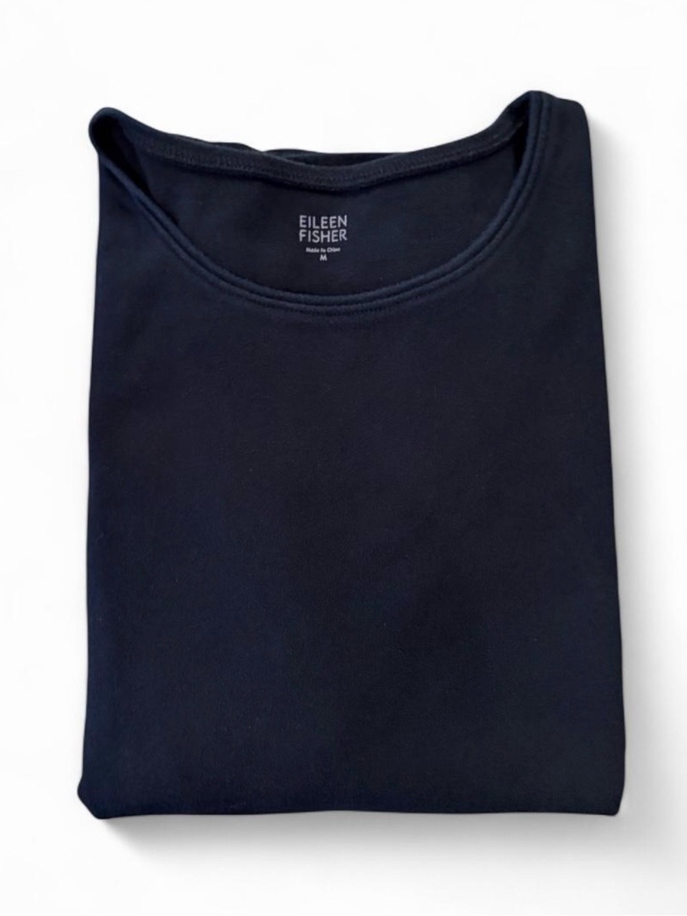 EILEEN FISHER Women’s Sz. M simple black 100% cotton t-shirt